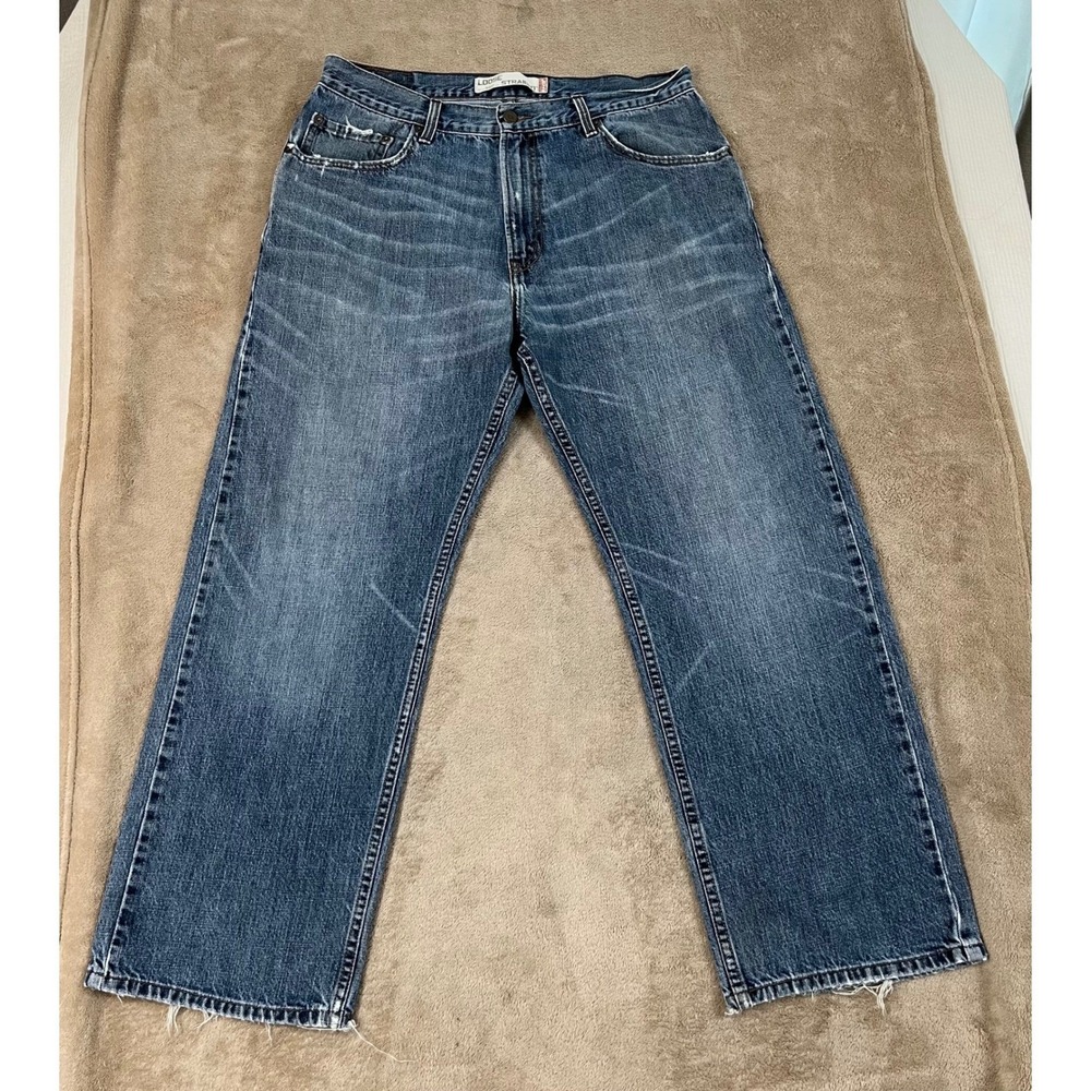 Levi's 569 Loose Straight Leg Jeans Men's 34 Light Blue Washed Denim Cotton GOOD